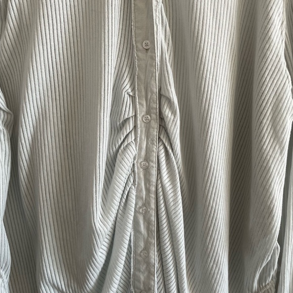 Free People Button-Front Collared Gathered Tunic Top Women’s Large Off-White - Picture 4 of 9